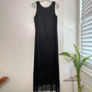 Harlow Vintage Crochet Fringed Lace Lined Tank Maxi Sz 12